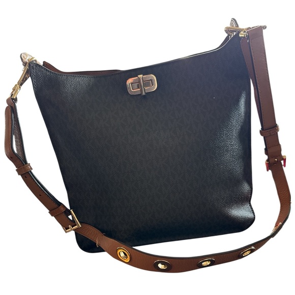 Michael Kors satchel Women's Shoulder Bag MK leather rivet crossbody purse tan - Picture 1 of 11